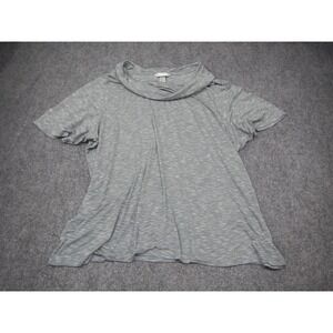 CJ Banks Top Womens Plus 3X Solid Gray Cowl Neck Short Sleeve Lightweight